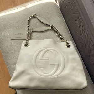 Gucci Soho Medium Leather Tote in Ivory